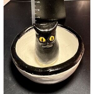 Cat Ceramic Cute‎ Black Spooky Cat Figure Trinket Dish New in Box
